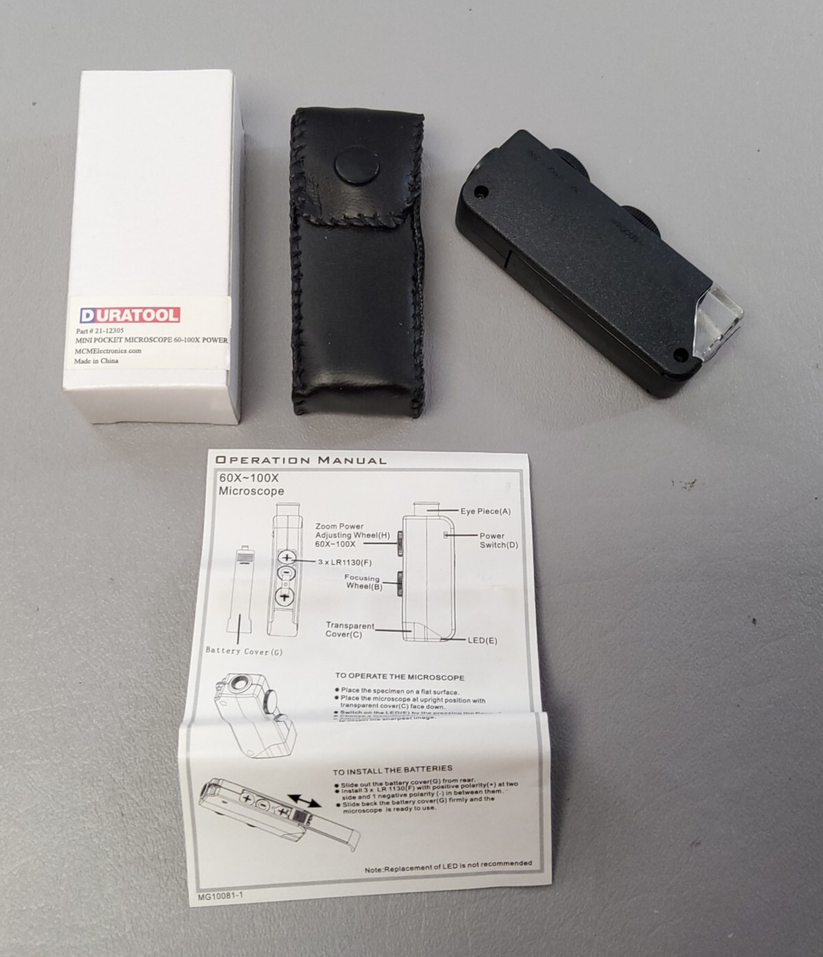 Brand New MCM Electronics  21-12305 Mini Pocket Microscope 60-100X Power