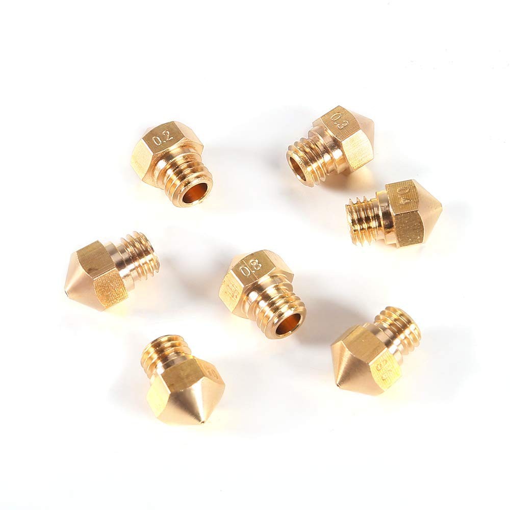 MK10 Nozzle for 3D Printer M7 Thread Brass Extruder 10pcs 0.4mm Nozzles