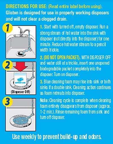 Glisten Garbage Disposal Cleaner Lemon Scent Foaming Action 4 Uses 4.9 Ounce
