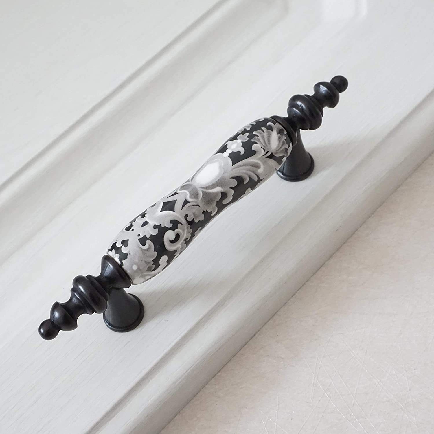 6 Pack Ceramic Drawer Pull Dresser Cabinet Pull Handle (6, 3" hole centers) |...