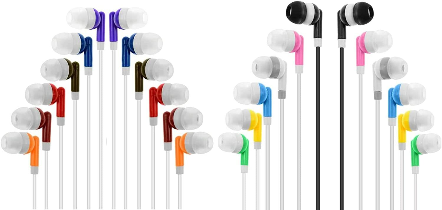 Lot of 12 3.5mm Earbuds / Headphones - 12 Colors! - Individually Wrapped