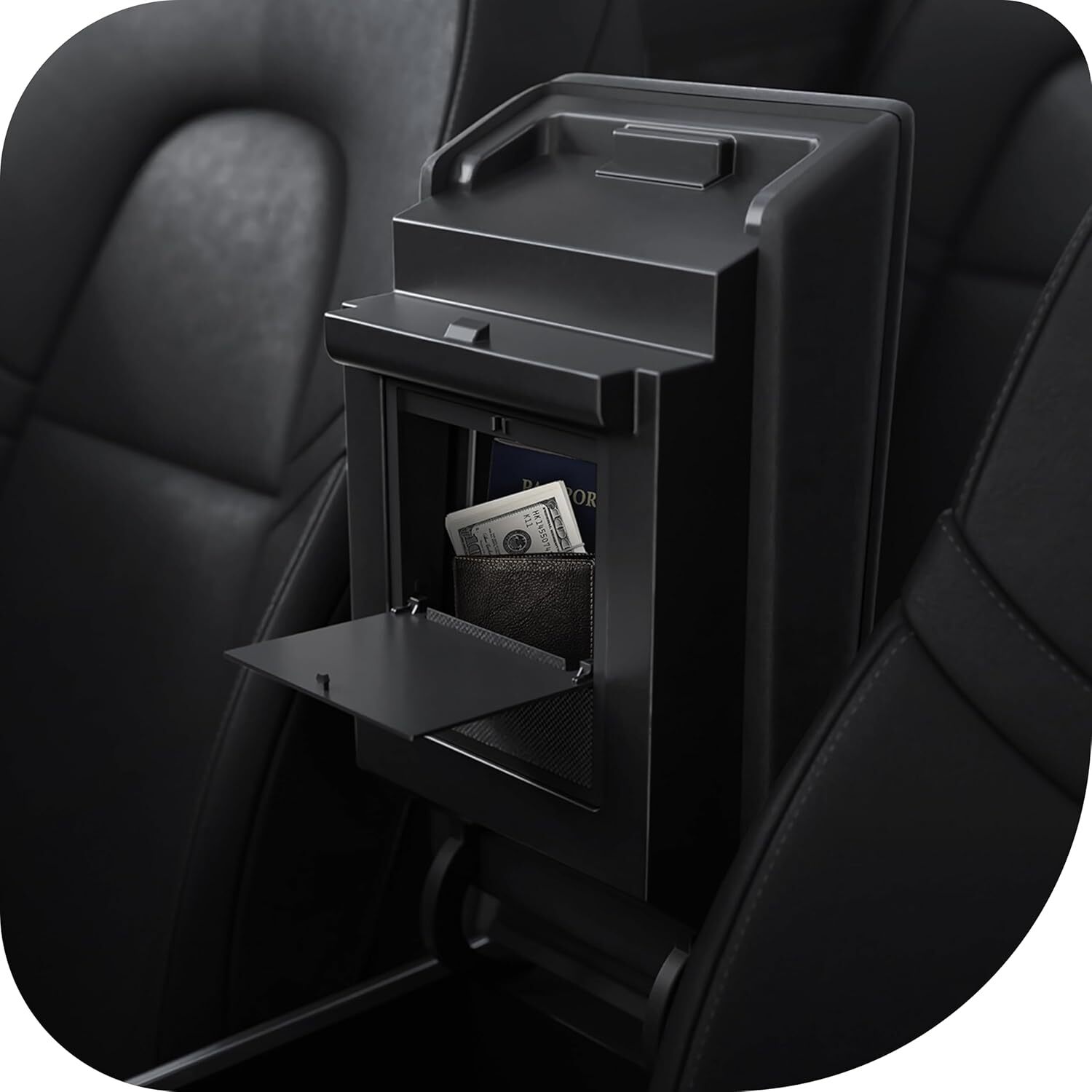 One-Tap Hidden Storage Box Designed for Tesla Model 3 & Y Center Console