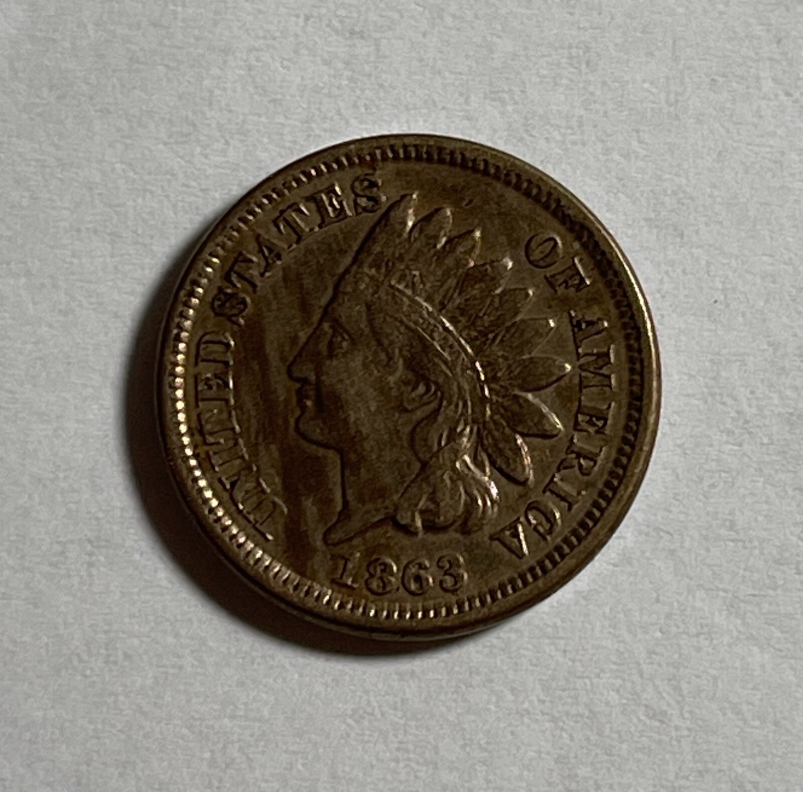 1863 Indian 1C (#2144) AU Little Streaky.