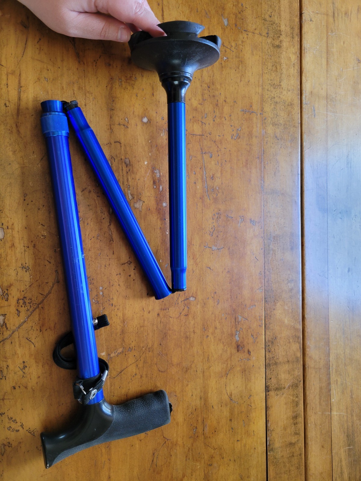 Walking Cane Foldable, Adjustable, Collapsible, Free Standing Blue