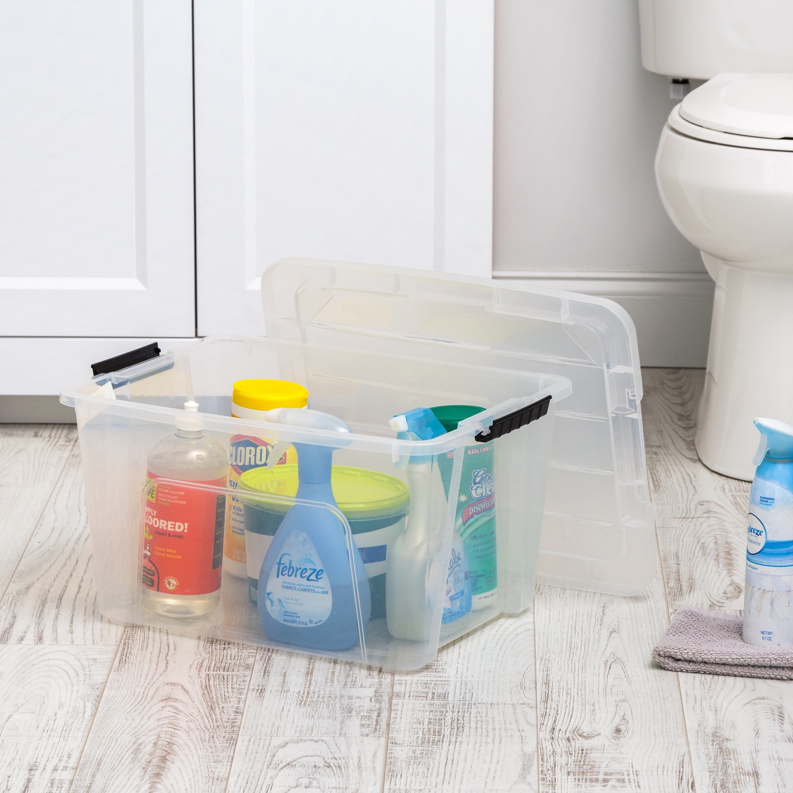 32 Qt. Plastic Storage Bin with Lid, Stackable Storage Containers, Tote