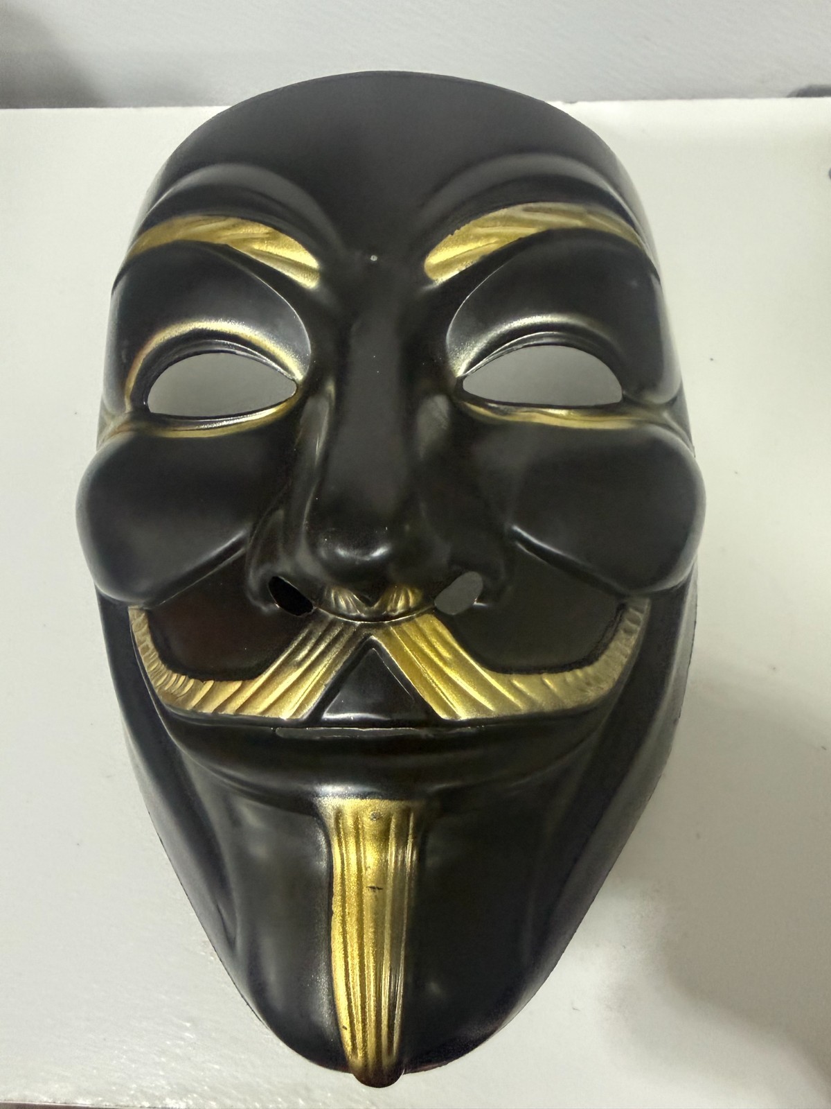 Guy Fawkes Anonymous Mask Black Gold Costume Mask