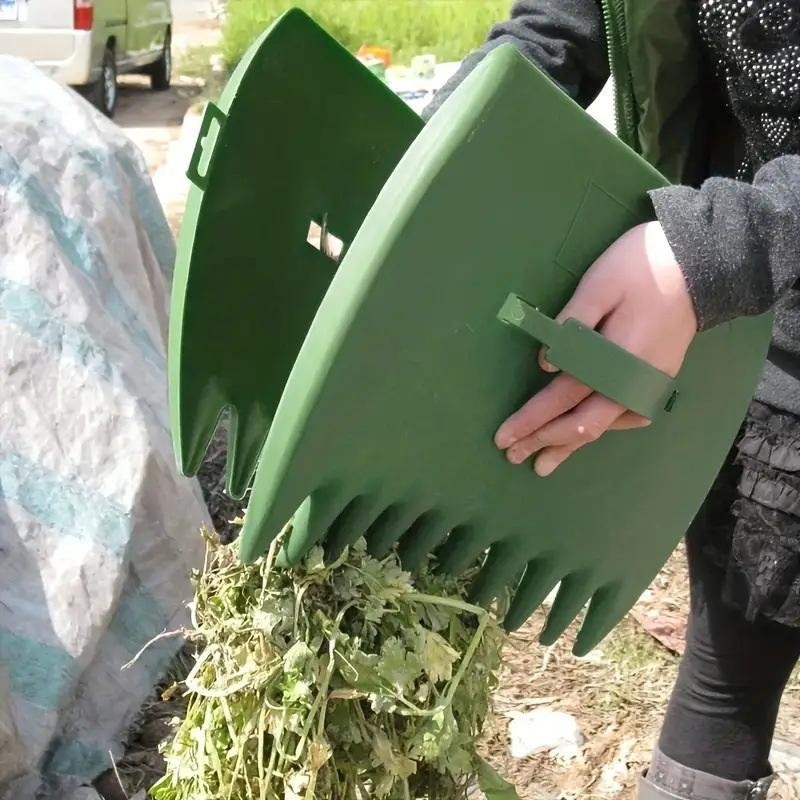 Outdoor Garden Large Capacity Leaf Grabber Serrated Cleaning Tool Hand Rake Yard