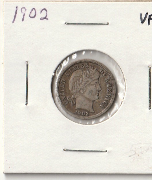 1902 barber dime (VF)