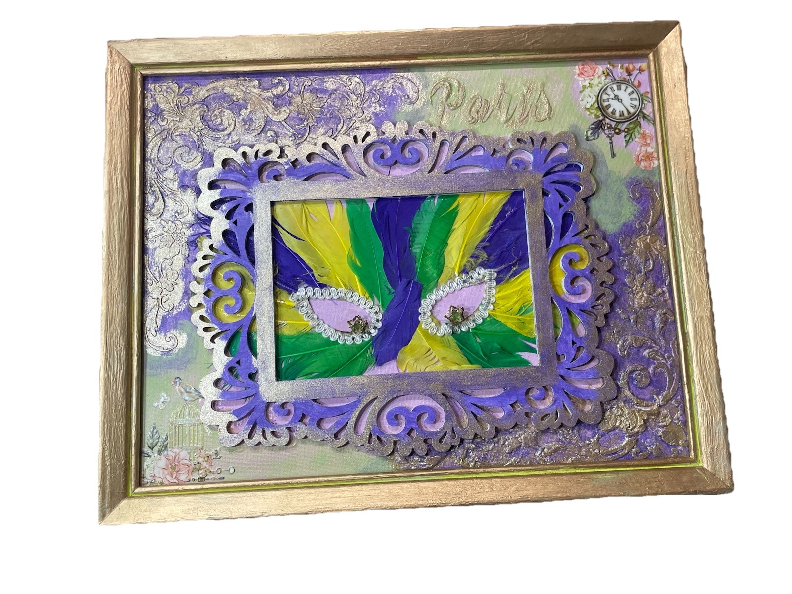 Framed Handmade Artwork, Titled “Midnight Masquerade” FREE SHIPPING