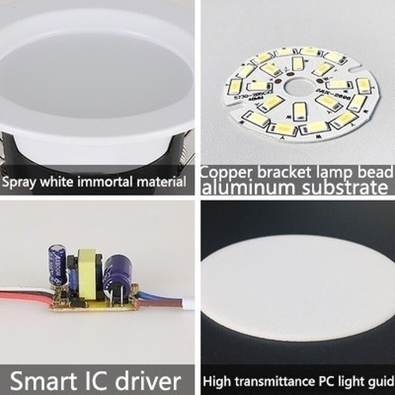 4/8/16PCS 7W 3Color Dimmable LED Downlight Recessed Ceiling Panel Light 85-265V