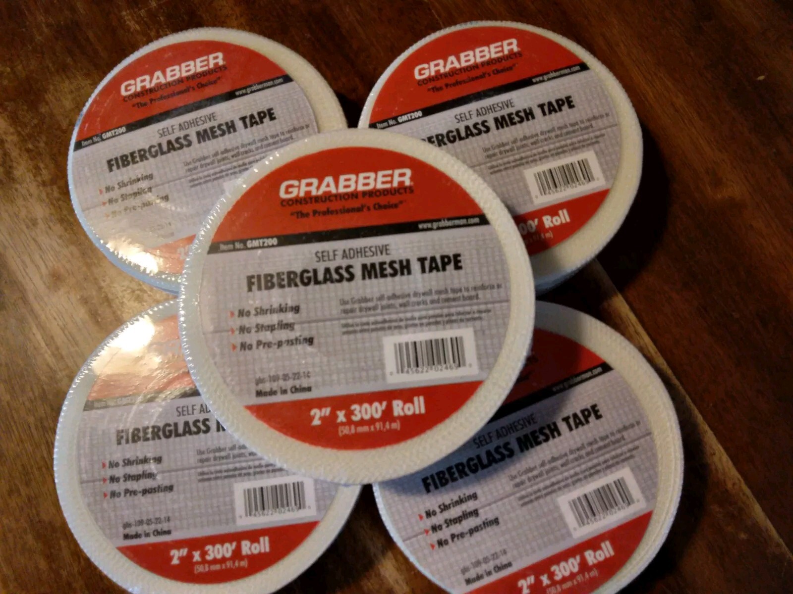 Grabber Fiber Glasd Mesh Tape 2"x300' Self Adhesive.5 Rolls