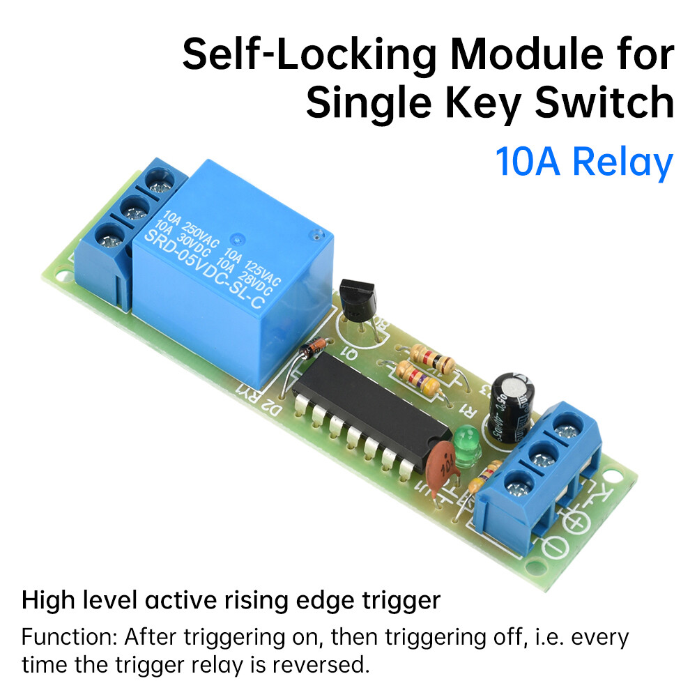 DC5V 1 Way Bistable Single Key Switch Relay Module High Level Self-Locking Relay