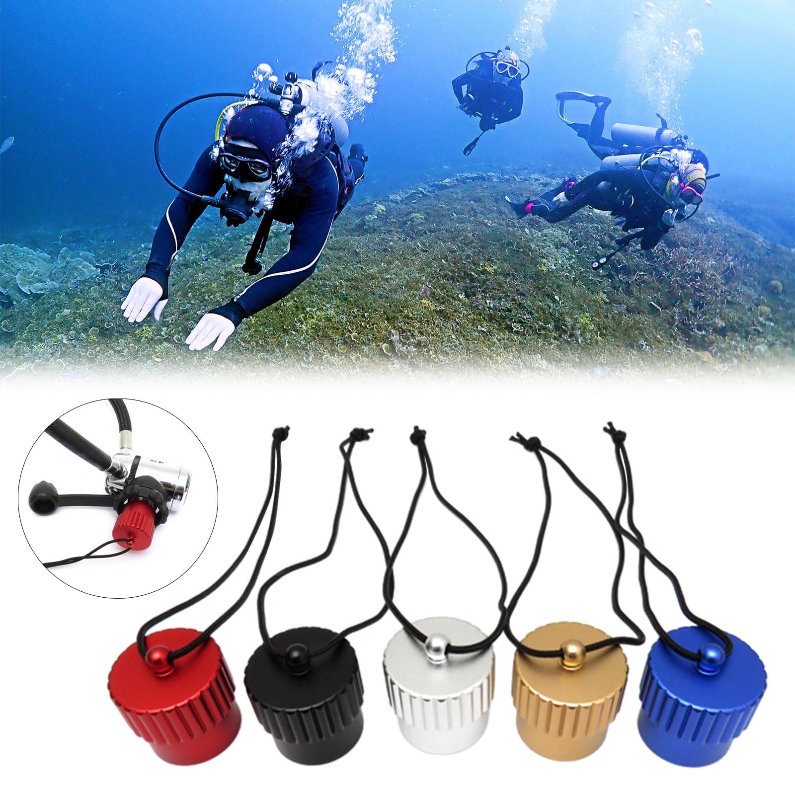 Aluminum Underwater Diving Regulator Threaded Plug Protector Caps Replacement