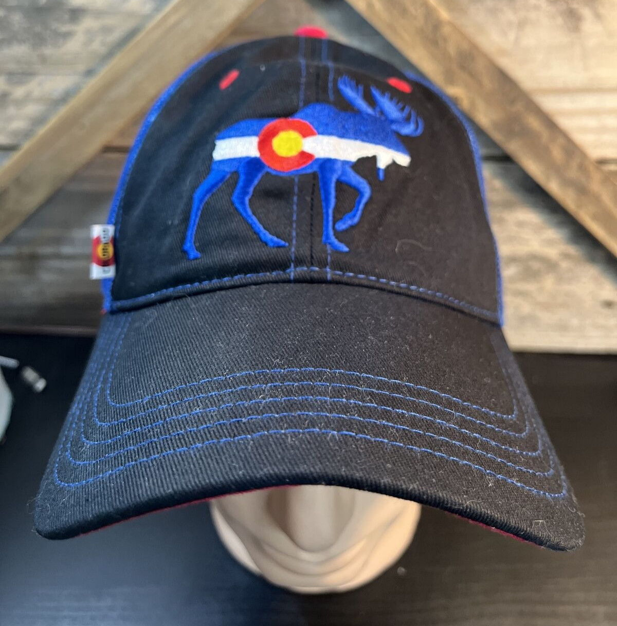 Colorado Moose Trucker Baseball Hat-Cap Strapback Black Blue Mesh