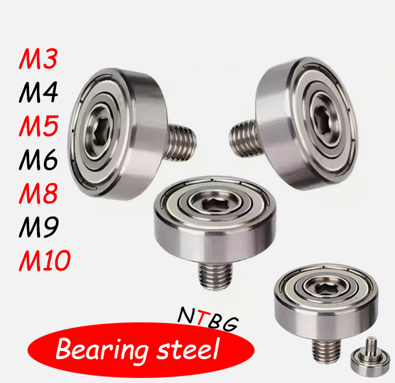 M3 M4 M5- M10 Male Threaded Metal Screw Bearing Pulley Flat Roller Guiding Wheel