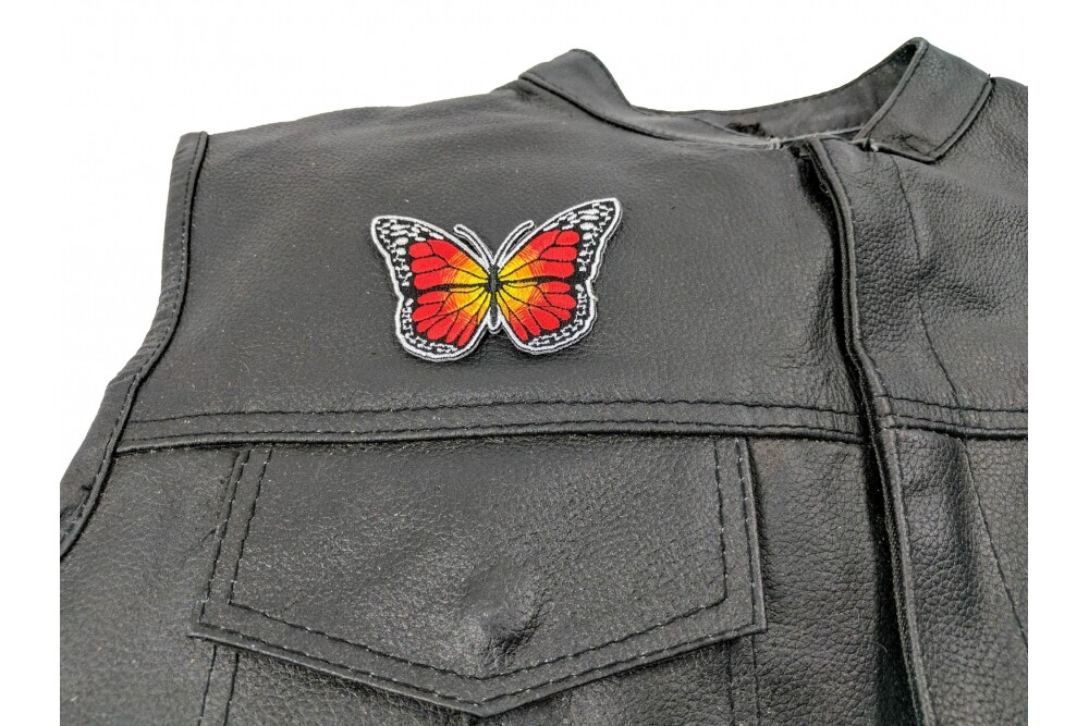 Patch, Embroidered Patch (Iron-On or Sew-On), Orange Monarch Butterfly, 3" x 2"