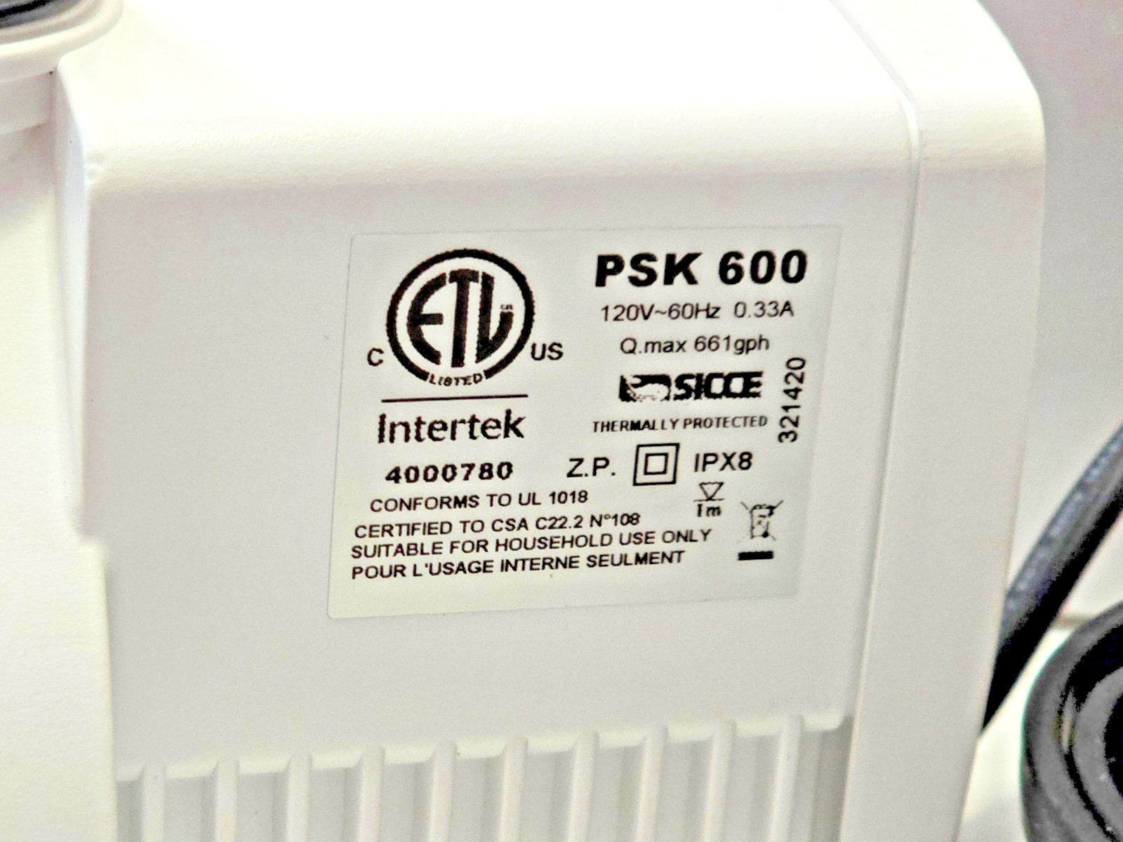 SICCE PSK 600 REPLACEMENT AQUARIUM SKIMMER PUMP