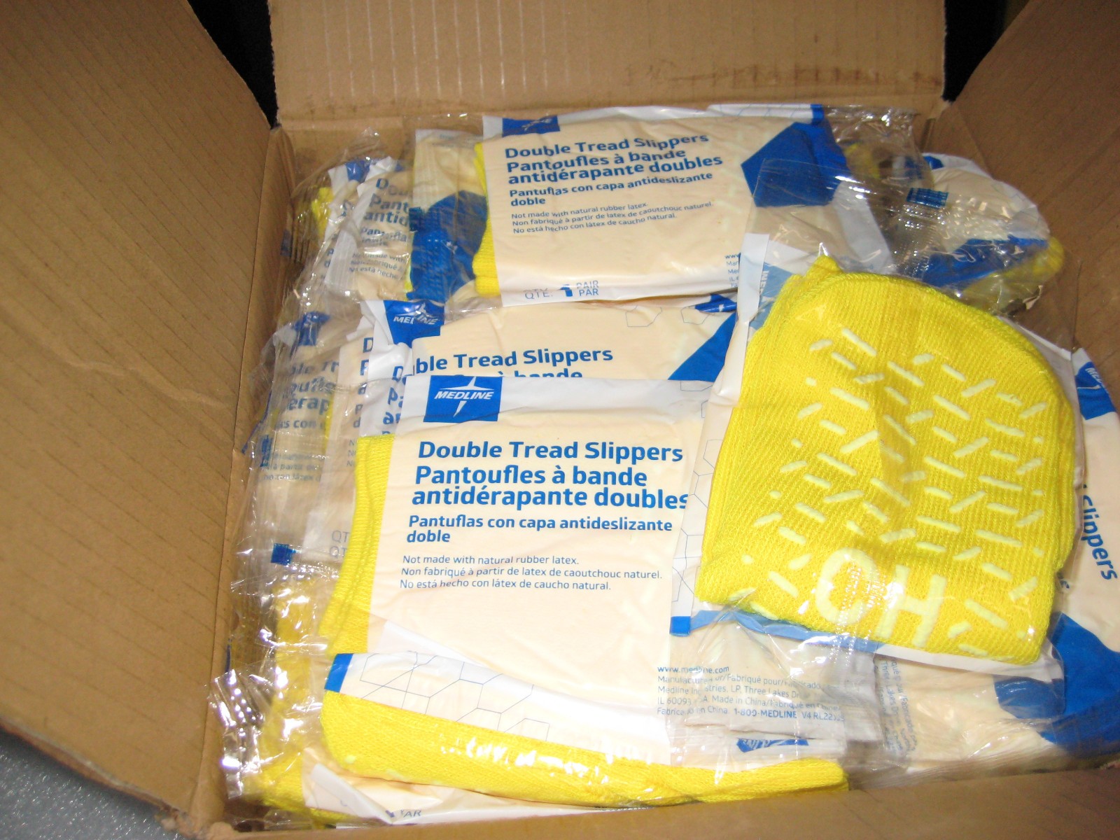 *96-Pack* Medline Double Tread Fall Prevention Slippers Size-Child MDTPS4B01FPY