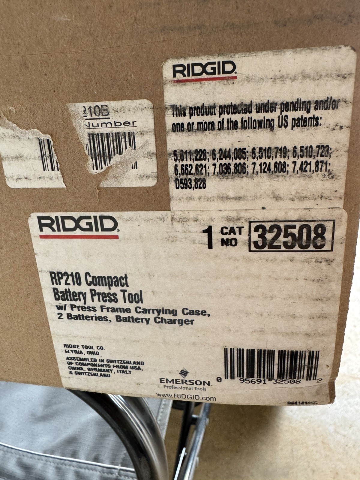 Ridgid RP 210 2 Batts & Charger and Carrying Case PPC JMA with 1/2” press frame