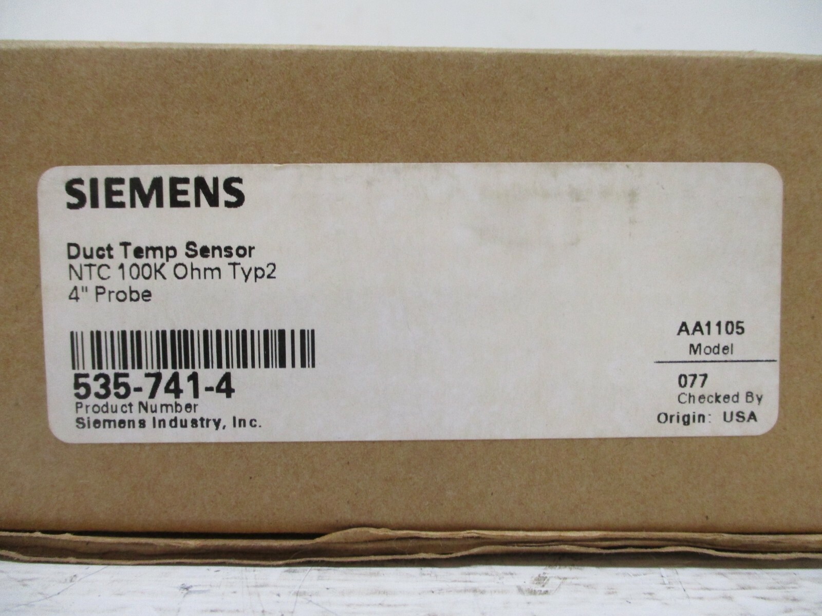 NEW Siemens 535-741-4 Duct Temp Sensor NTC 100K Ohm 4" Probe Temperature NIB