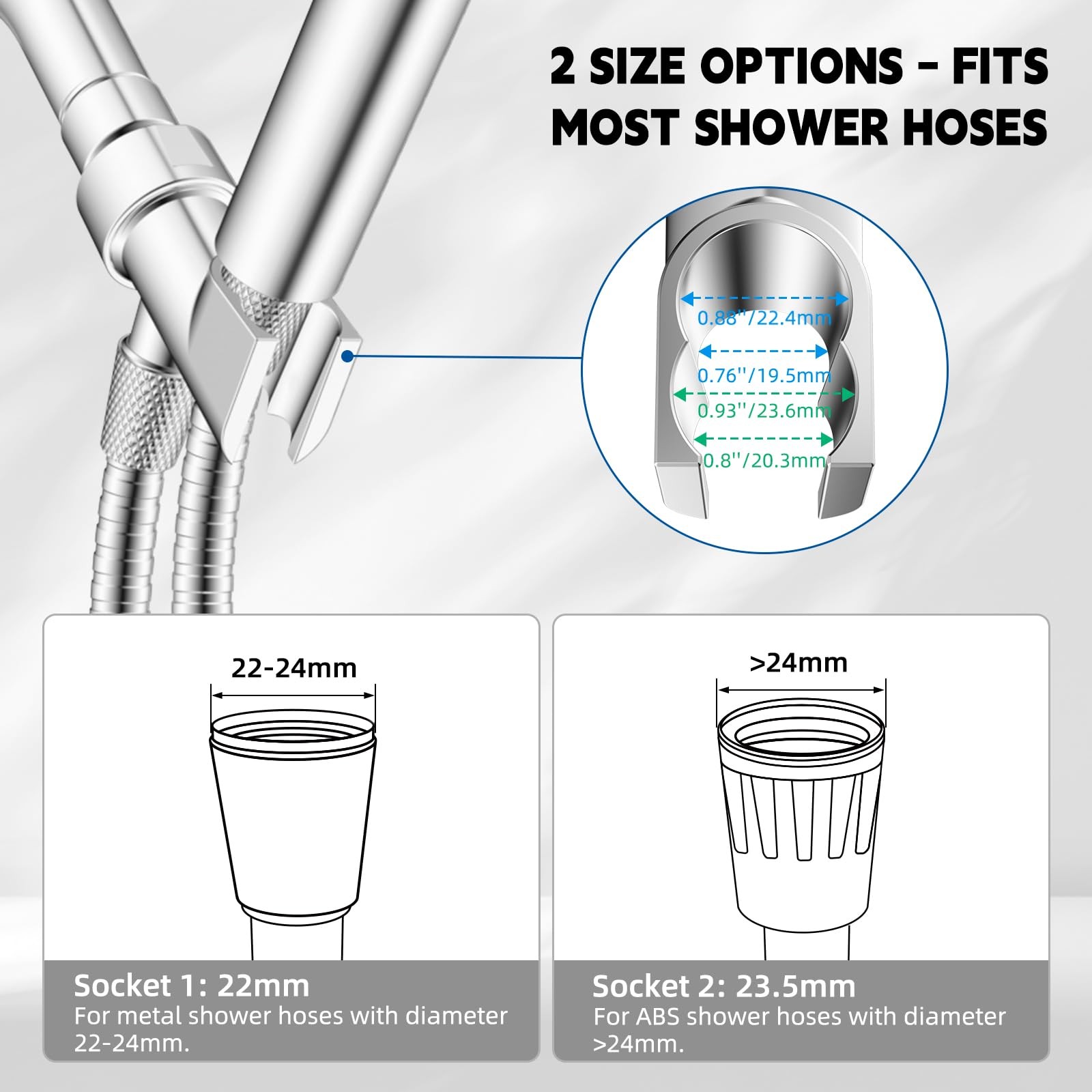 Universal All Metal Handheld Shower Head Holder, Chrome
