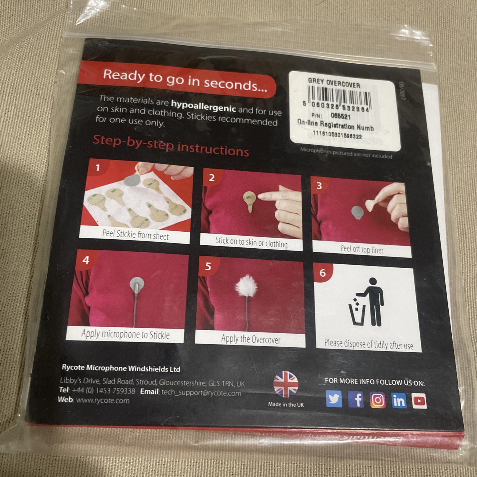 Rycote Overcovers - Black, (2) Grey (30 Pack with Stickies)