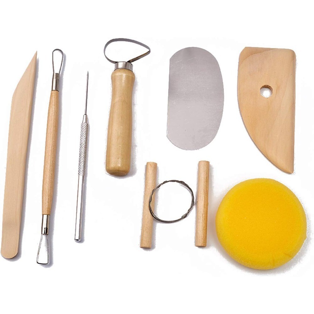 8 Pcs Pottery & Clay Sculpting Tools | Double-Sided, Smooth Wooden Handles