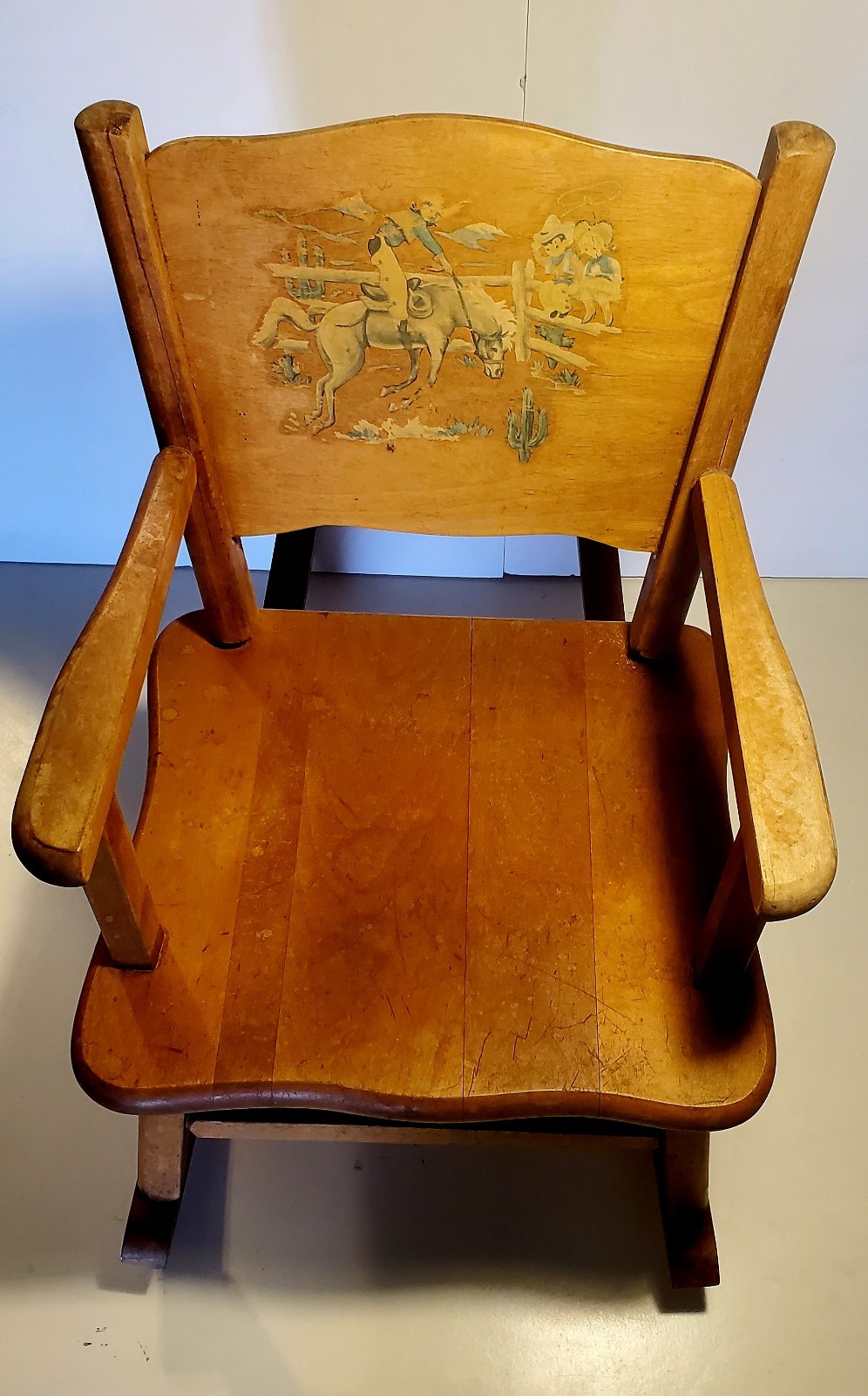 Vintage Baby Time Child’s Rocking Chair Cowboy Western Bucking Bronco Rochelle