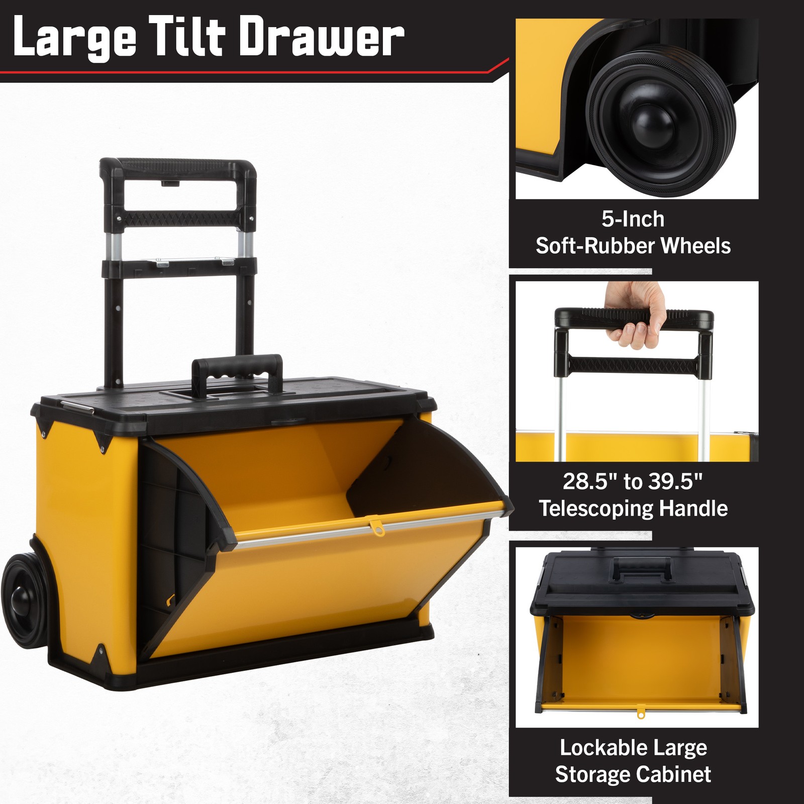 Rolling Tool Box with Wheels Stackable Organizer Portable Toolbox Tool Chest