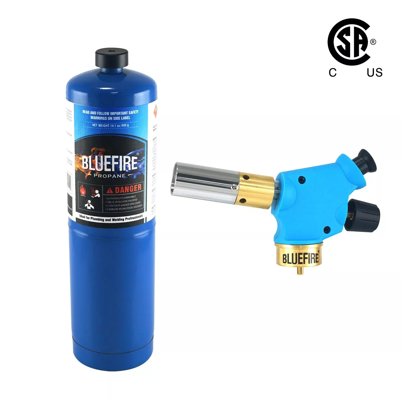 BLUEFIRE Handy Cyclone Propane Torch Head Trigger Start Turbo Swirl MAPP MAP Pro
