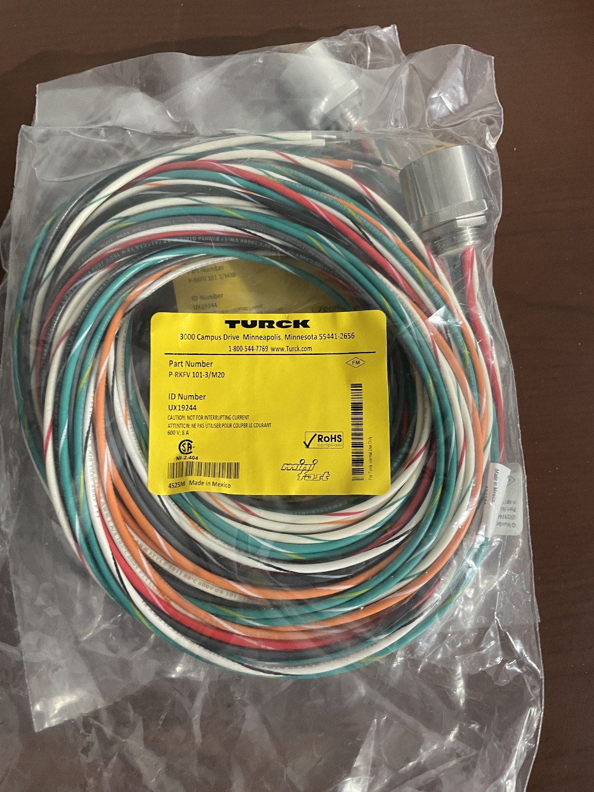 Turck UX19244 P-RKFV- 101-3/M20 Haz Loc-Panel Mount Receptacle-NEW In Pkg