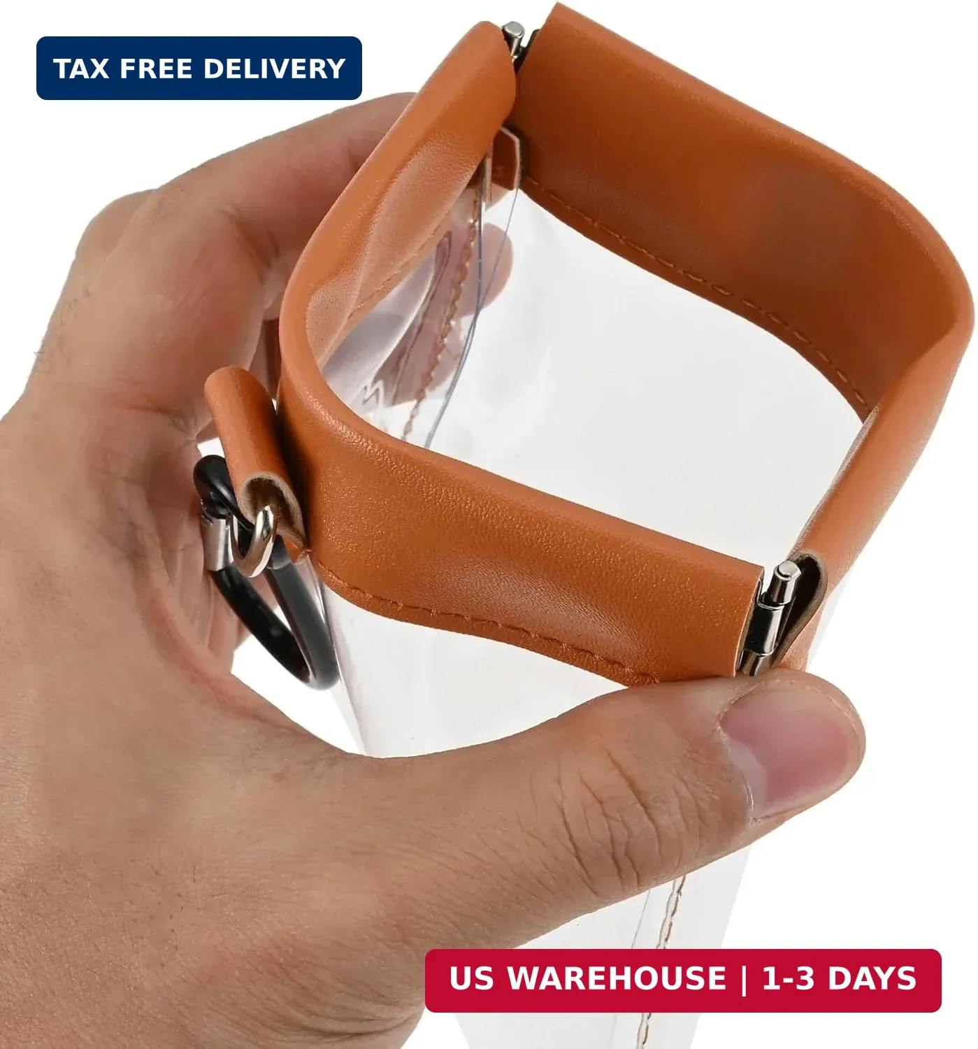 Golf Tee Pouch with Carabiner Hook Quick Release Closure PVC Clear Golfing Tee B