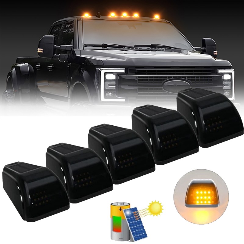 5X Solar Powered Cab Lights for Truck 12LED F150 Wireless Cab Roof Lights Amber
