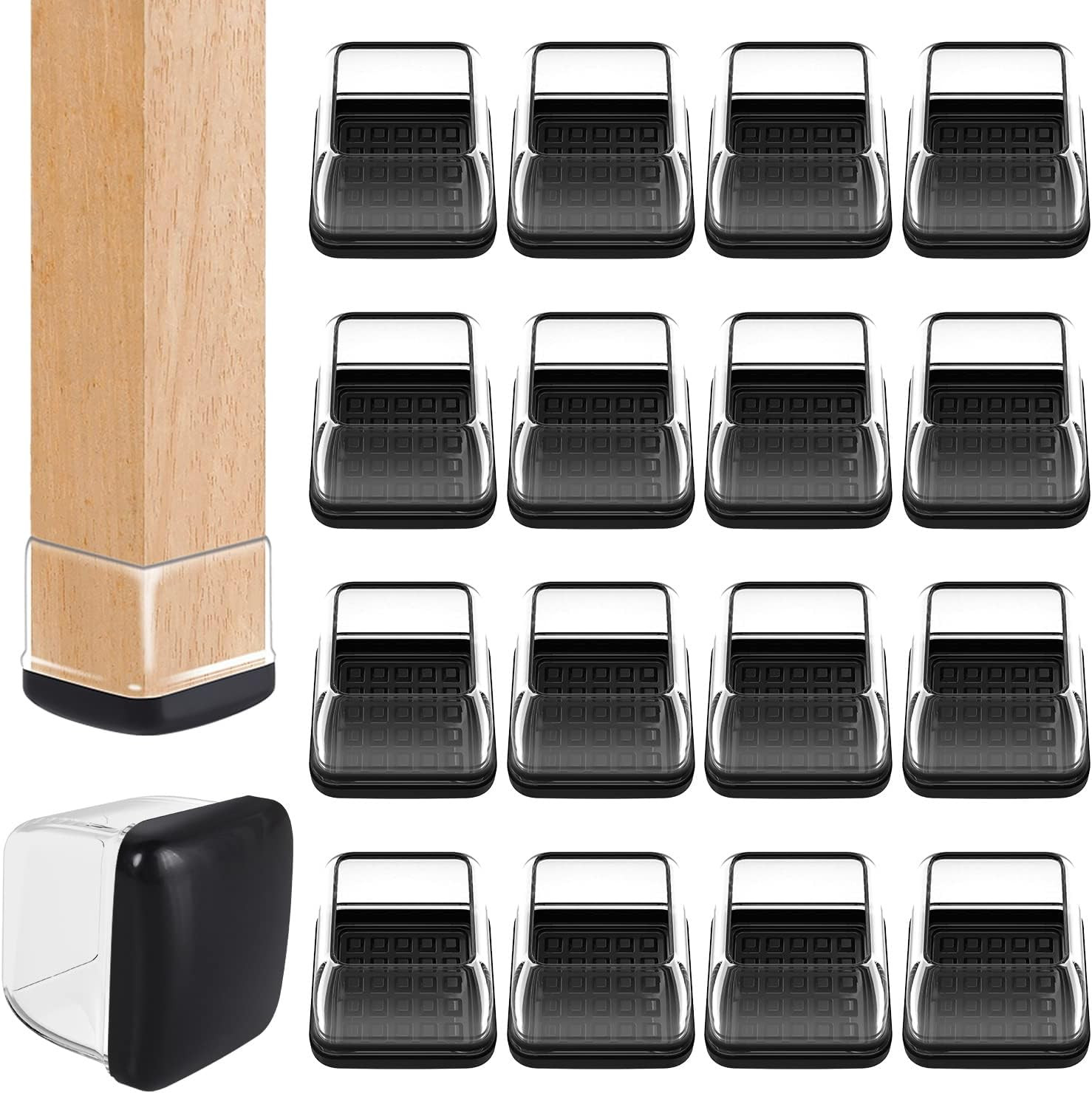 Chair Leg Sliders for Carpet, 24 Pcs Square Chair Glides for Carpet, Carpet Furn