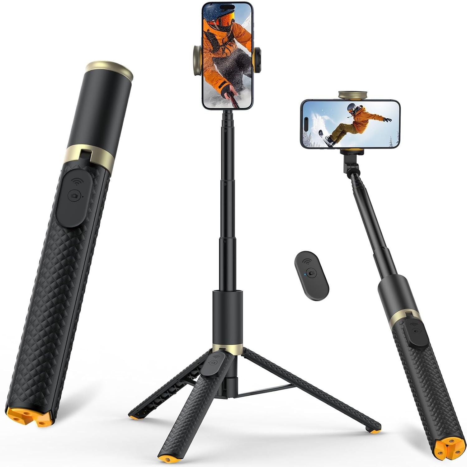 Phone Tripod & Selfie Stick with Remote, Portable, Lightweight for Video Recordi