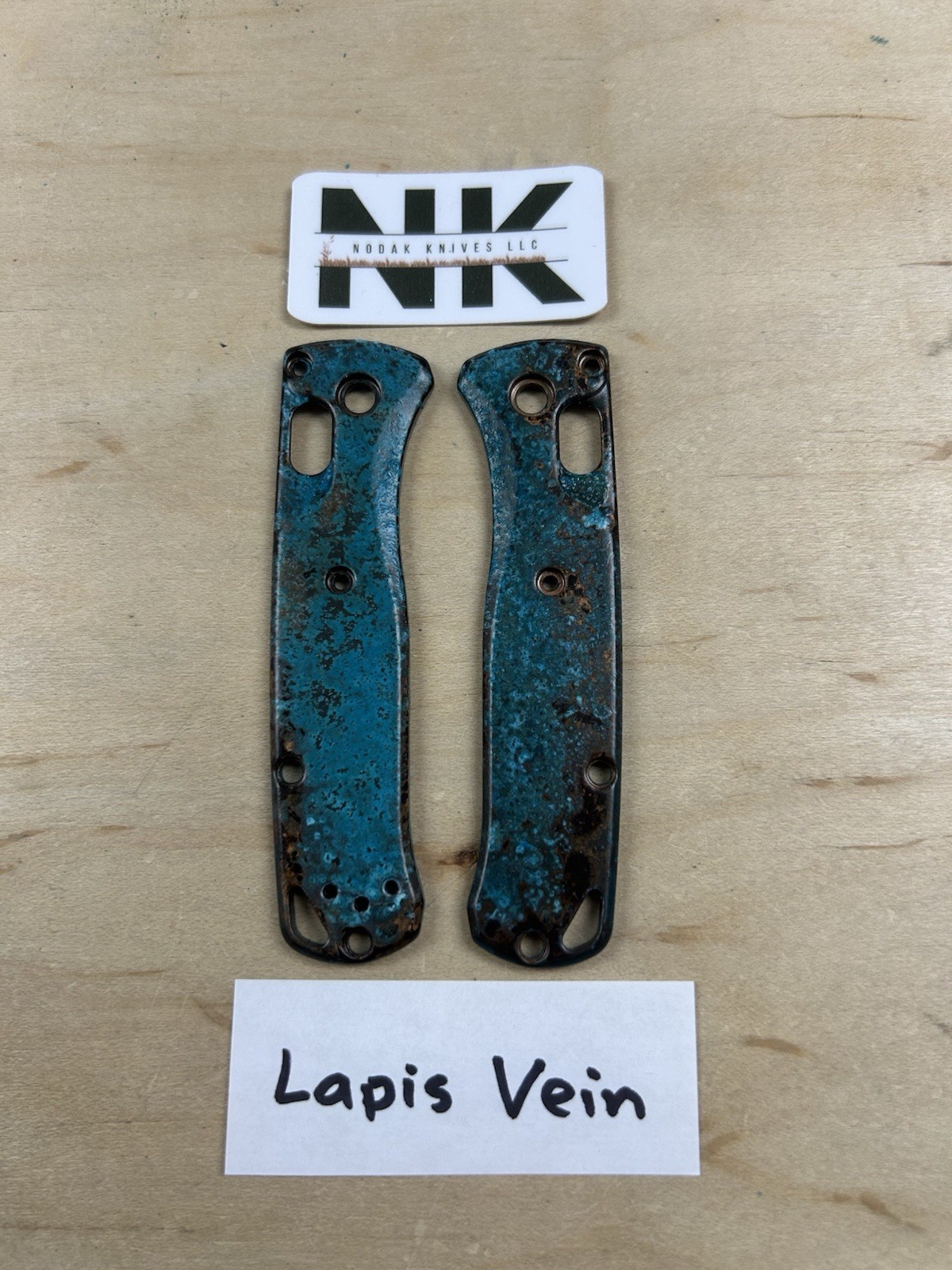 Nodak Custom “Lapis Vein” Shipwreck Copper Benchmade 533 Mini Bugout Scales