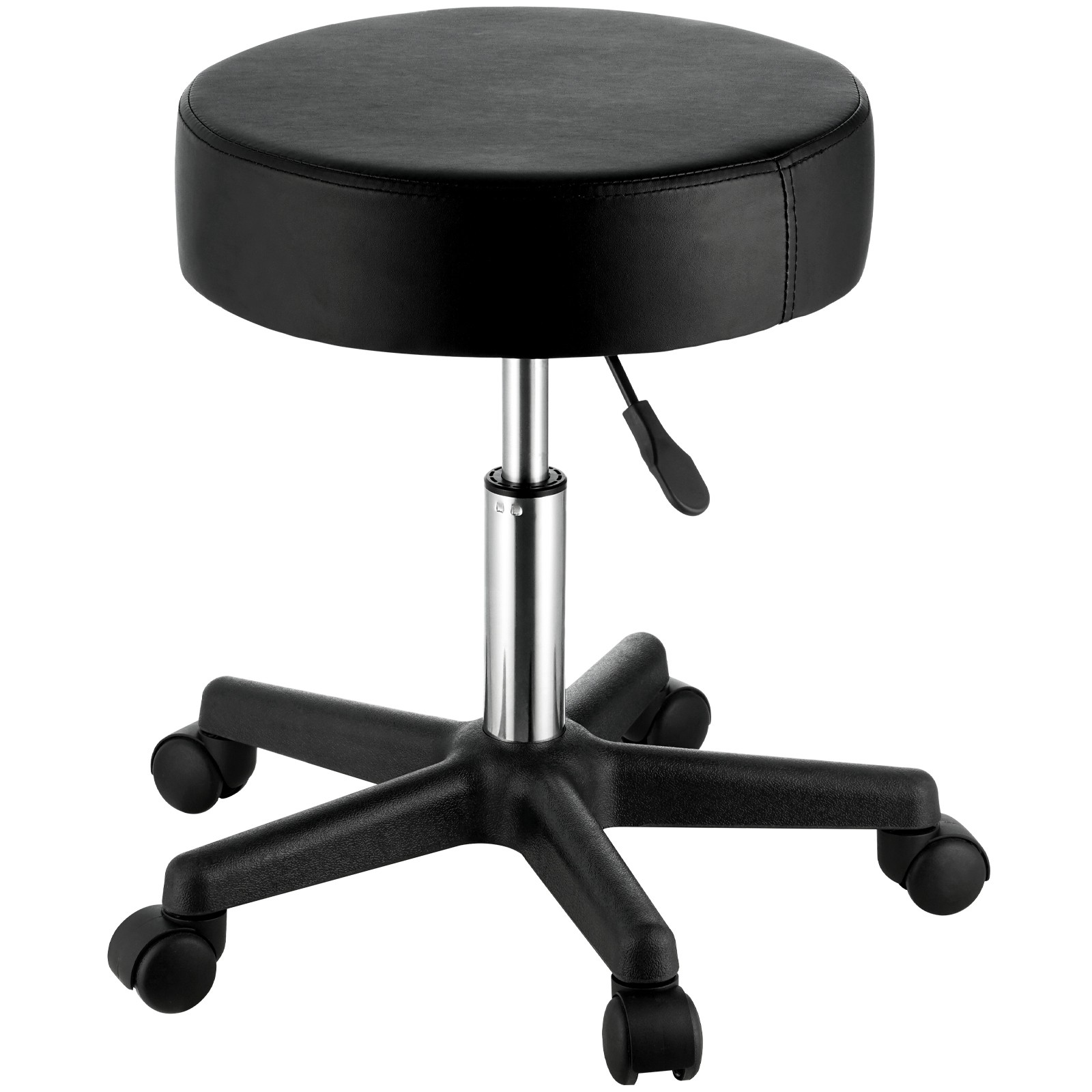 Uimoso Round Rolling Stool Swivel Stool with Wheels PU Leather Height Adjustable
