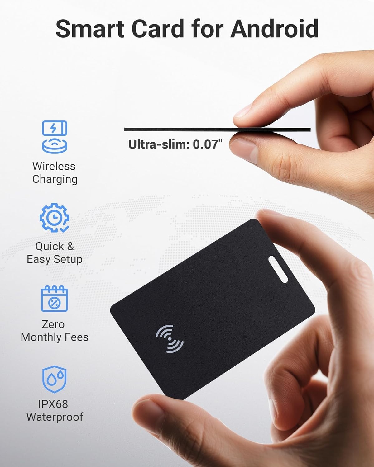 Smart Tracking Card for Android Wallets - GPS Finder with Wireless Charging