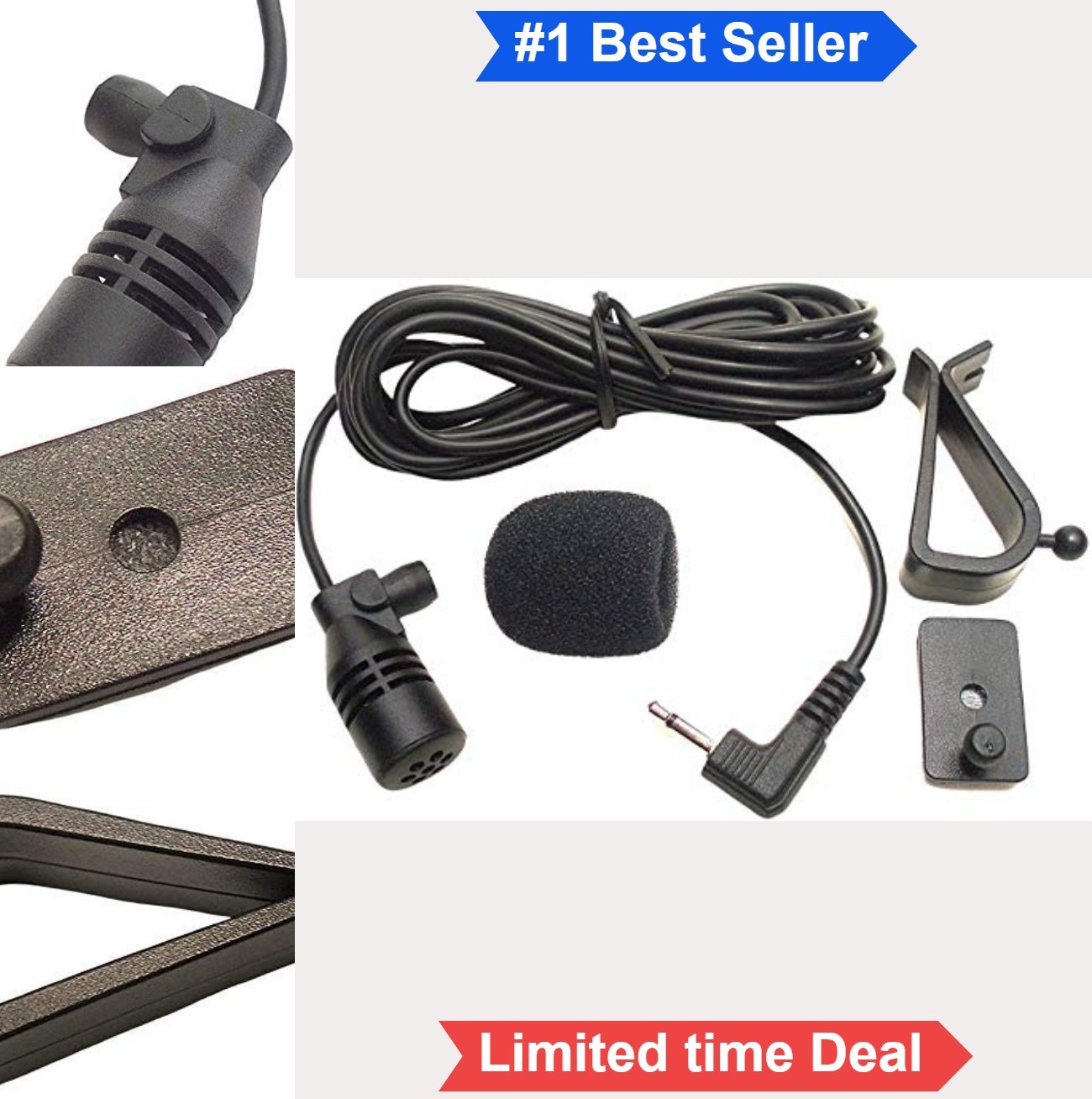 Car Microphone 2.5mm for Pioneer Stereo Clip Lavalier External Mic 9ft Cable