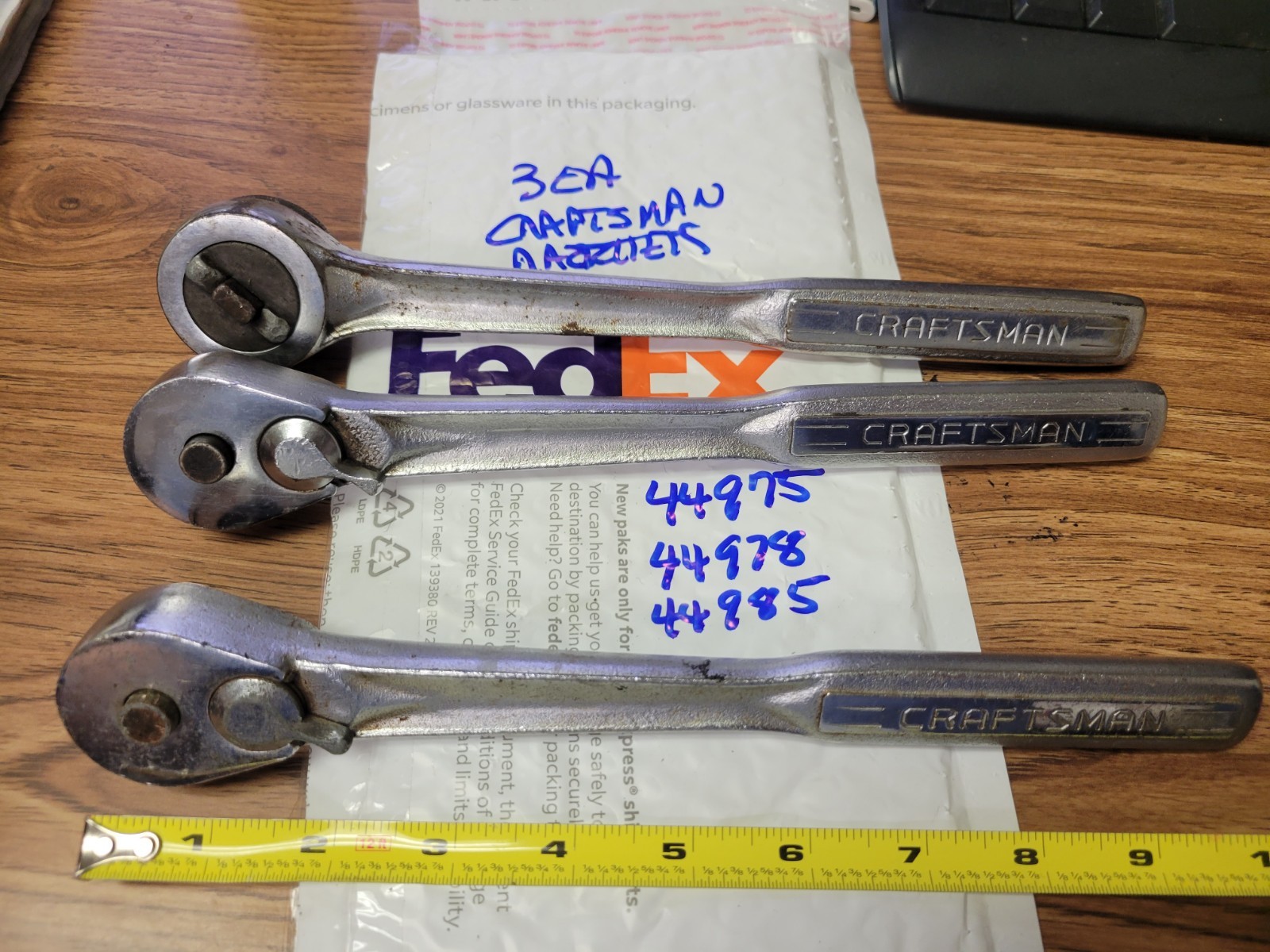 3 EA Craftsman 1/2" Drive RatchetS : 44975, 44978, 44985 -NICE SHAPE