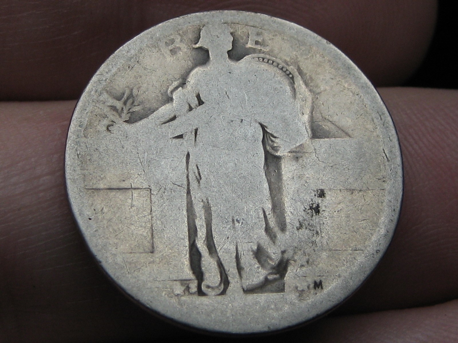 1917 S Silver Standing Liberty Quarter, Variety 1, Type 1, Lowball, Poor/Worn