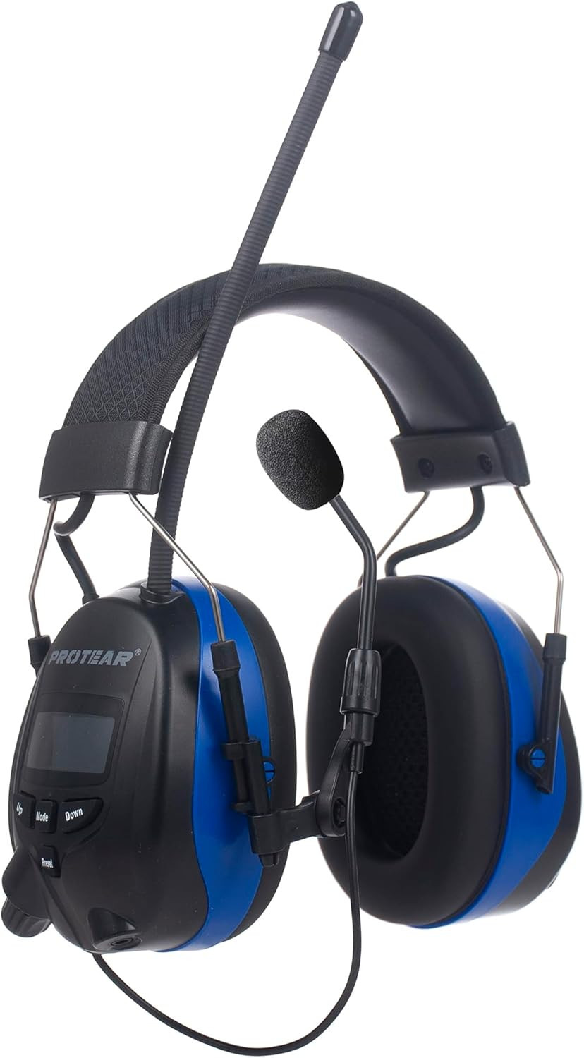 Digital Radio Ear Muffs,Ear Hearing Protection Earmuff with Boom Microphones,Pow