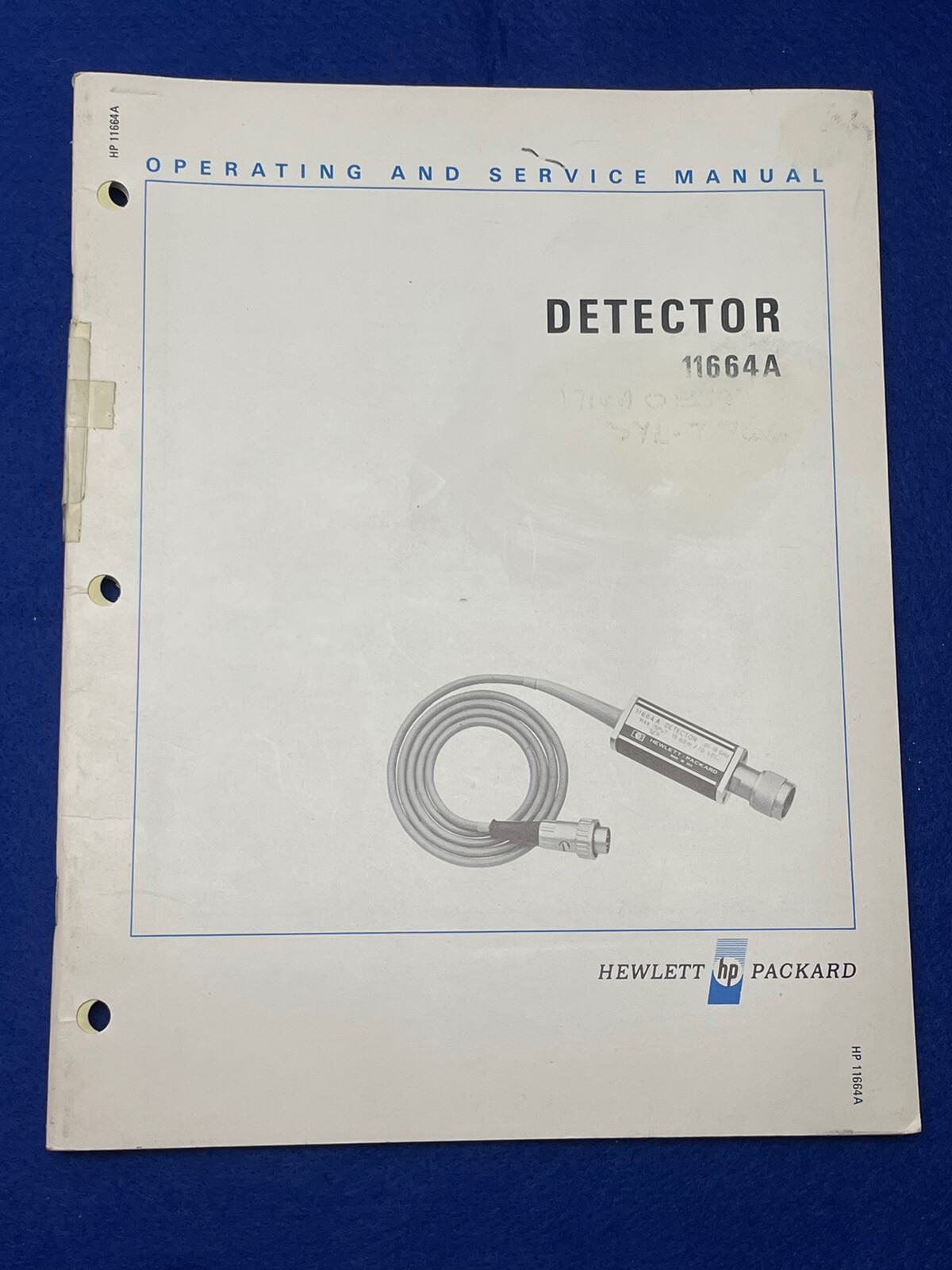 HEWLETT PACKARD HP 11664A DETECTOR OPERATING SERVICE MANUAL 11664-90005