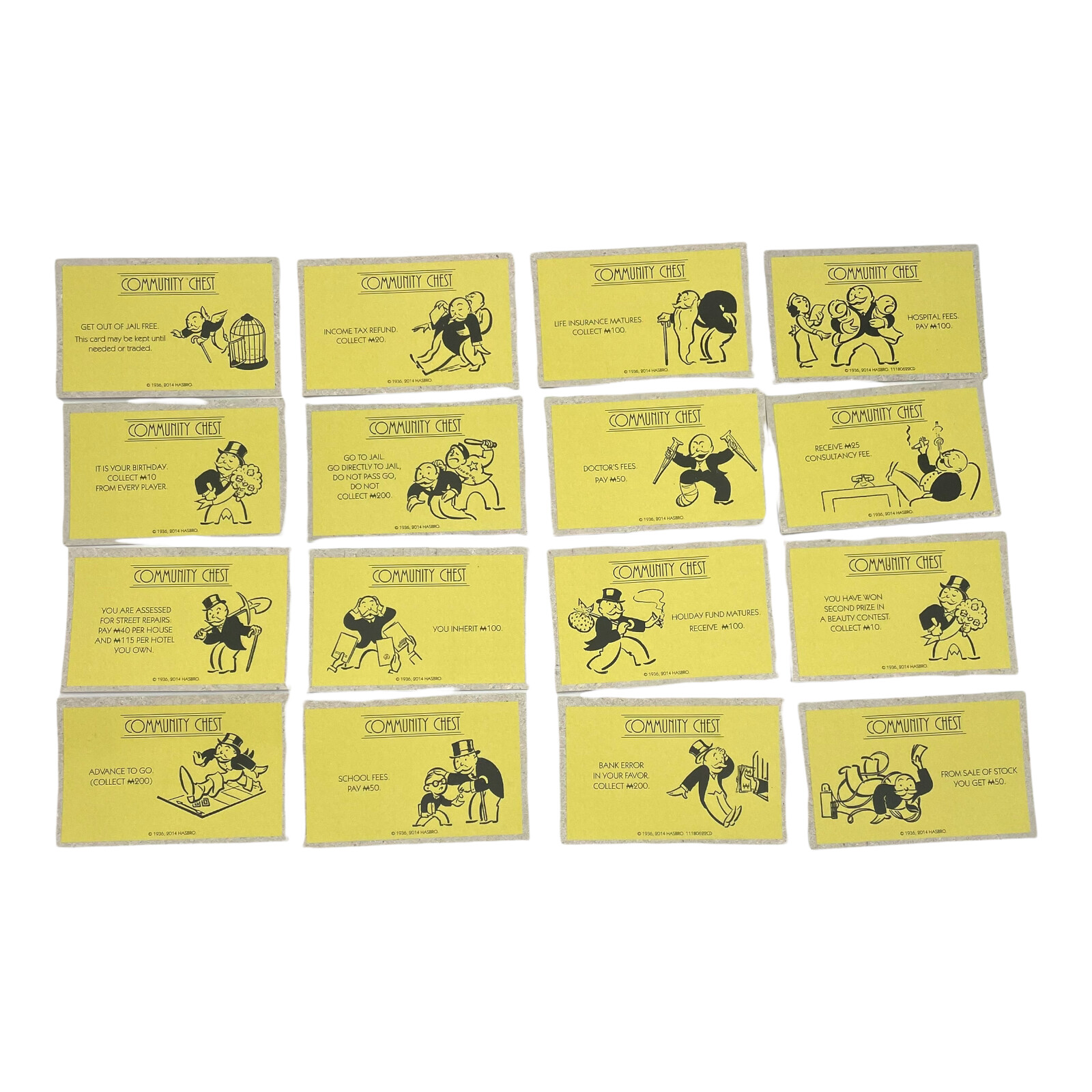 Monopoly 80th Anniversary Edition Community Chest Complete Replacement Set (16)