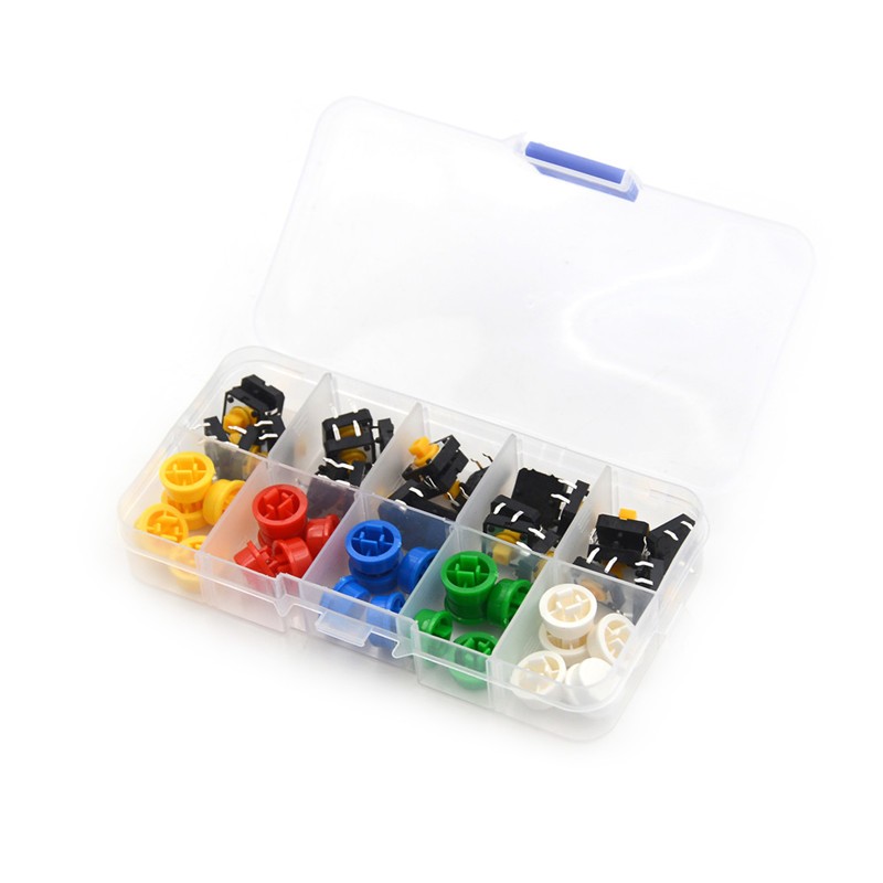 25 Momentary Tactile Push Button Touch Micro Switch 4P PCB Caps 12x12x7.3mm NDh$