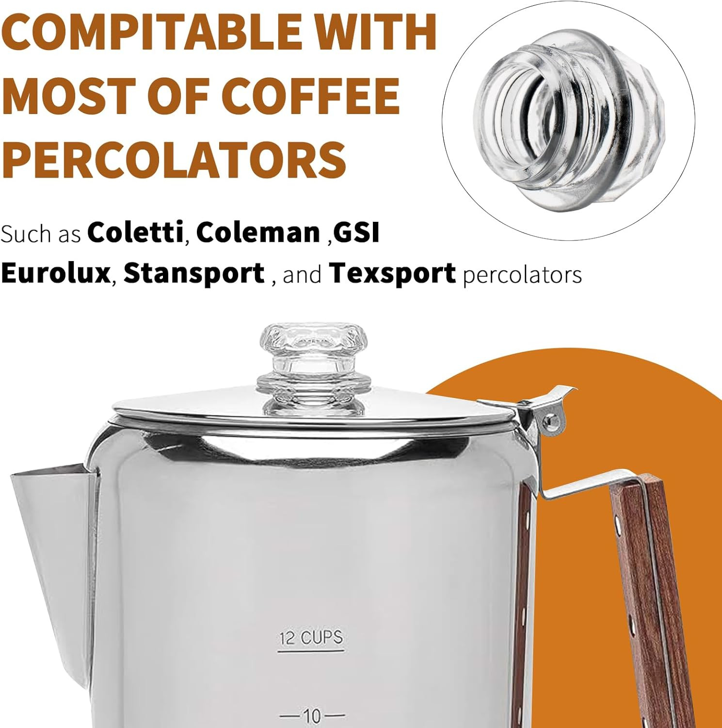 Coffee Percolator Glass Top Replacement for Coletti, Coleman, Gsi, Eurolux, Stan