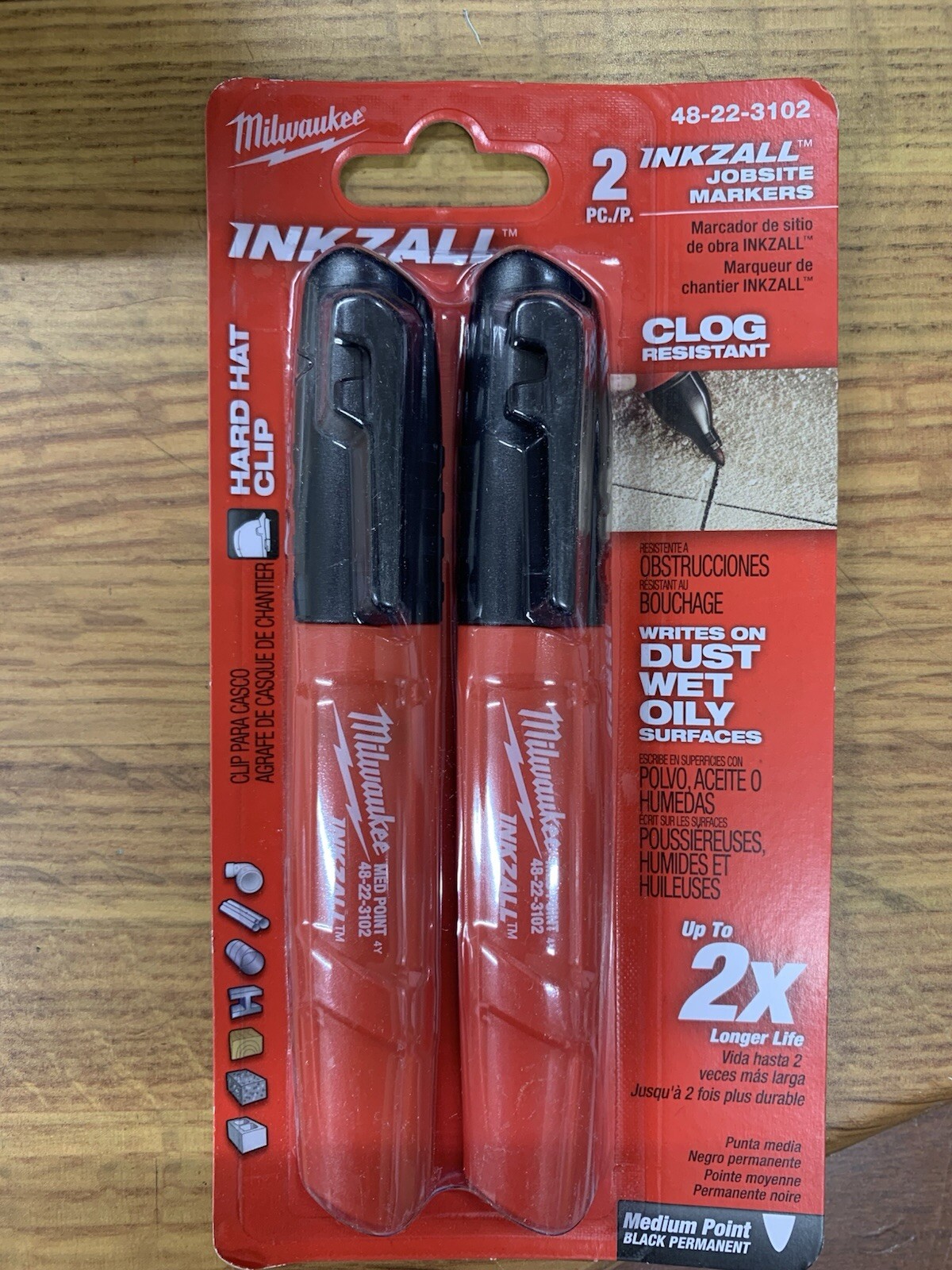 Milwaukee 48-22-3102 INKZALL BLACK Medium Point Marker (2 Pack !!)