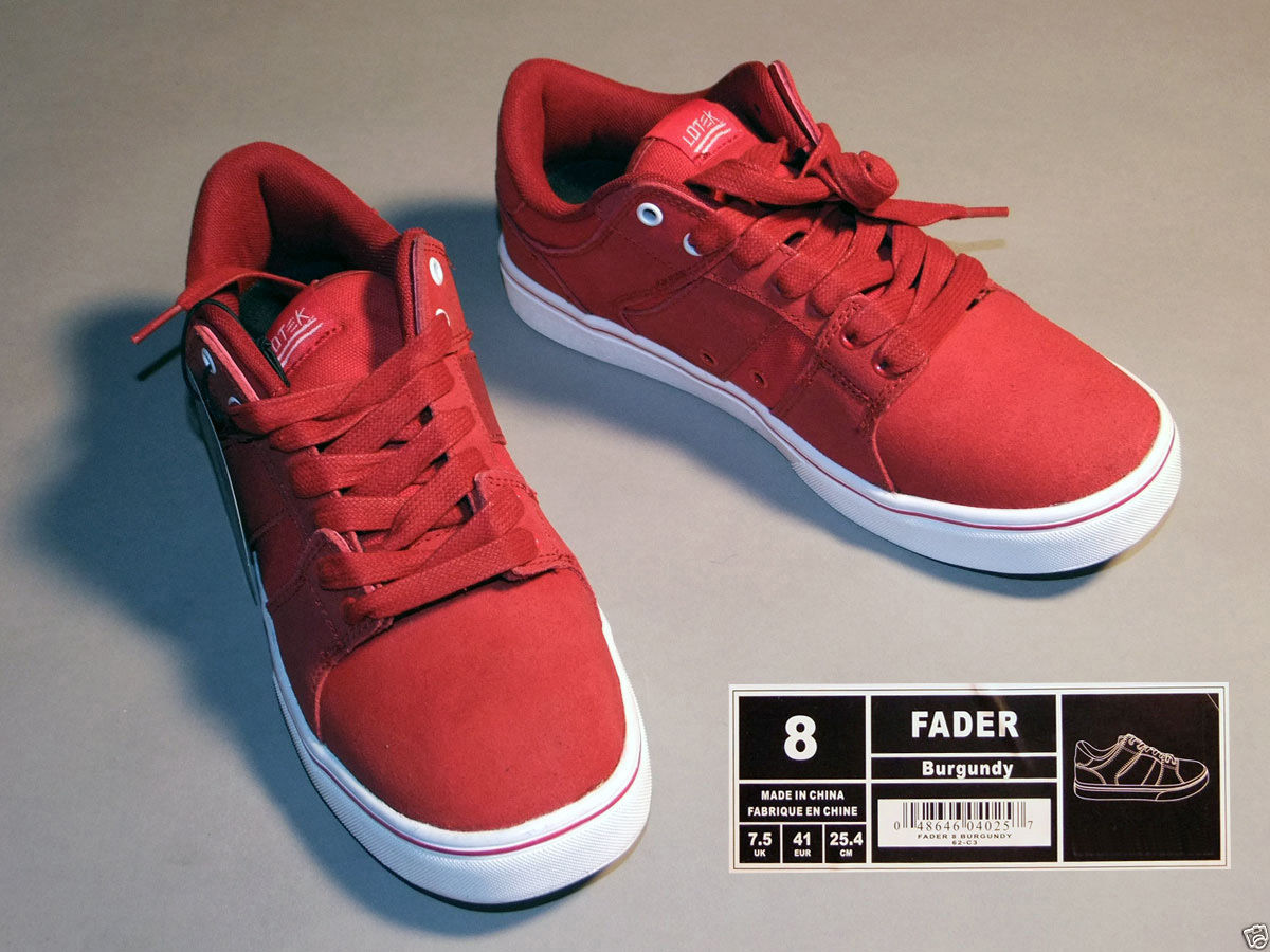 Lotek skateboard, BMX shoes mens sizes 8, color, burgundy w/white soles