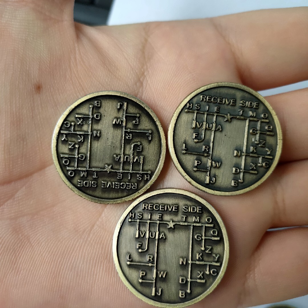 3pcs CW Morse Code Decoder Chart Medal Coin Morse Commemorative Coin Gift Prize
