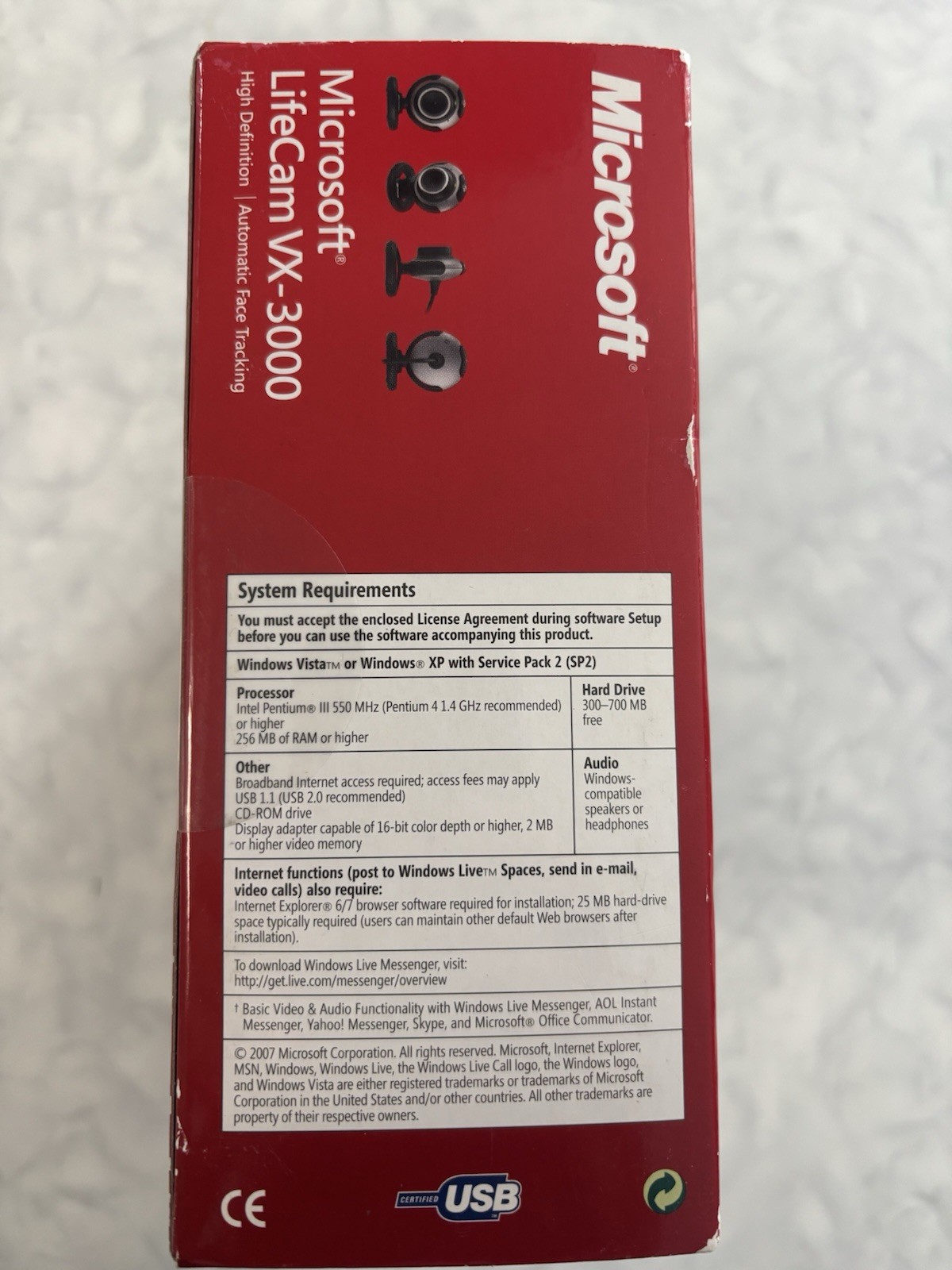 Microsoft LifeCam VX-3000 Webcam Model 1076 New Open Box Vintage Tech Windows XP